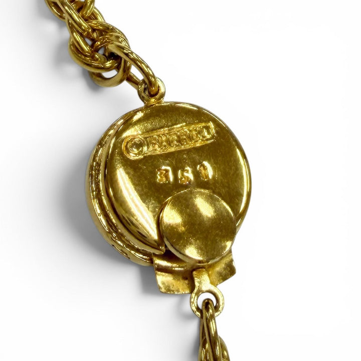 Excellent CHANEL Necklace COCO Mark Twist Chain gold metal Women