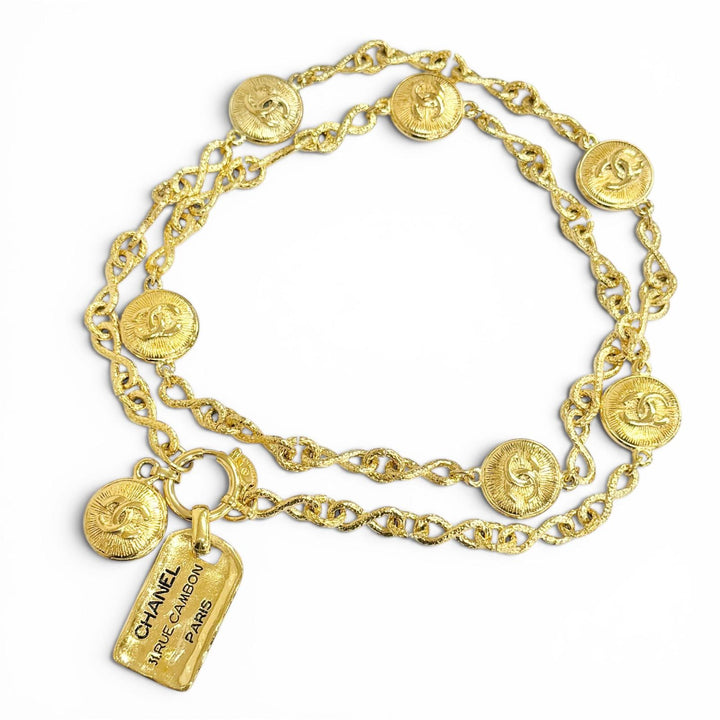 Excellent CHANEL belt 31 RUE CAMBON COCO Button Chain gold Women