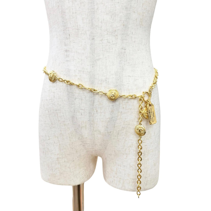 Excellent CHANEL belt 31 RUE CAMBON COCO Button Chain gold Women