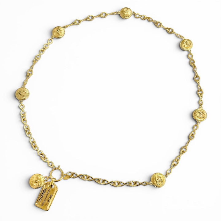 Excellent CHANEL belt 31 RUE CAMBON COCO Button Chain gold Women