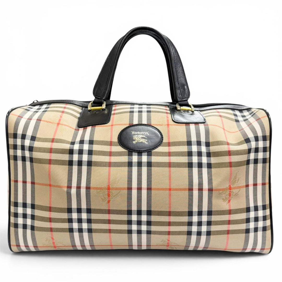 Excellent Burberrys Boston bag Shadow Horse Nova Check Pattern Leather