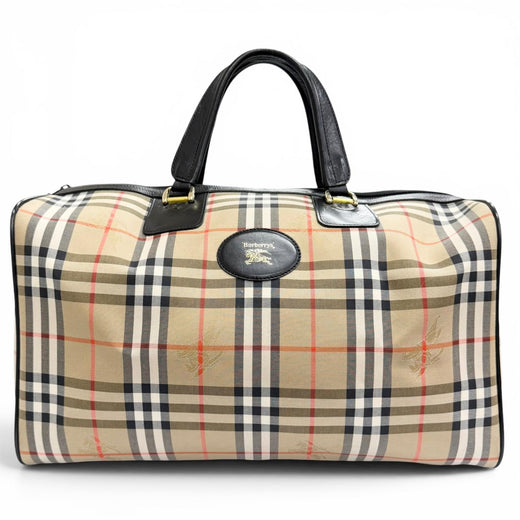 Excellent Burberrys Boston bag Shadow Horse Nova Check Pattern Leather