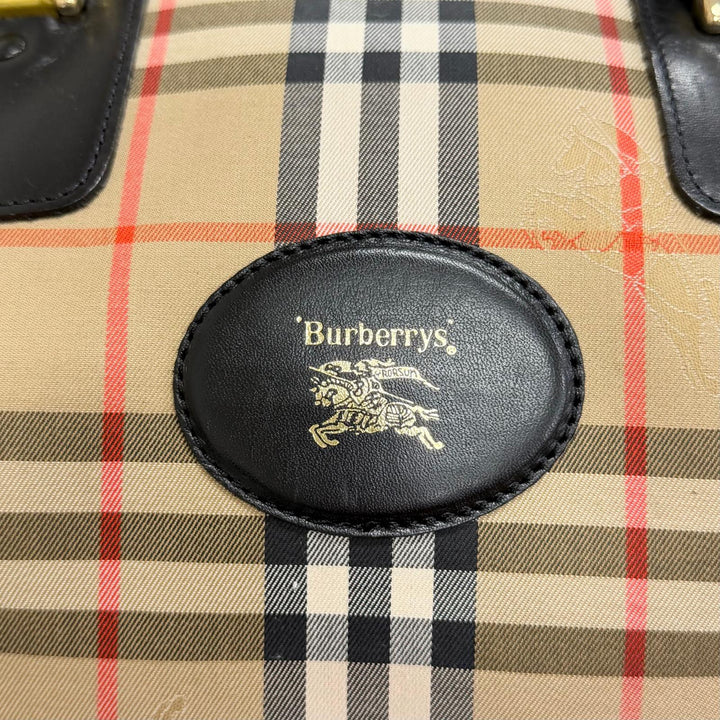 Excellent Burberrys Boston bag Shadow Horse Nova Check Pattern Leather