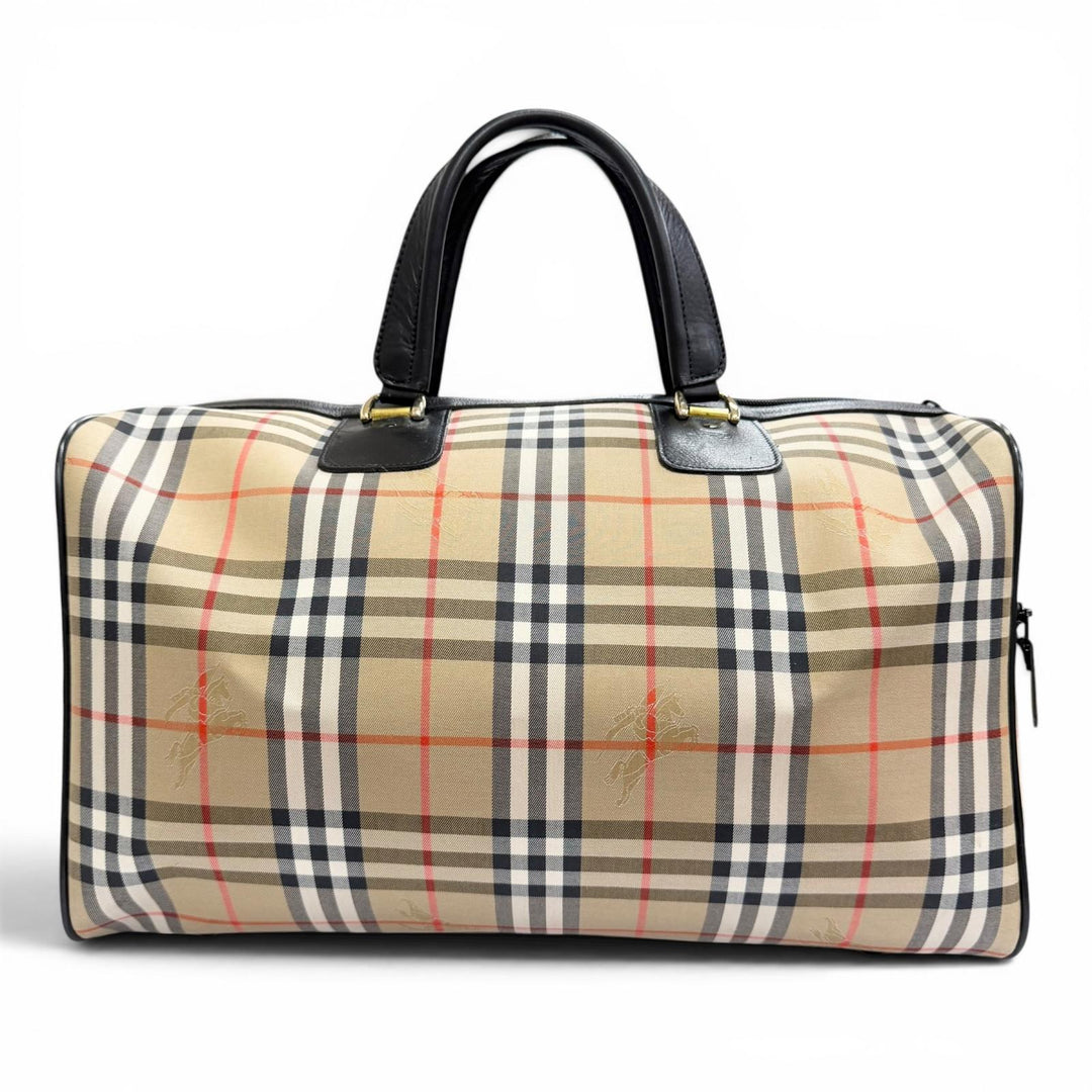 Excellent Burberrys Boston bag Shadow Horse Nova Check Pattern Leather