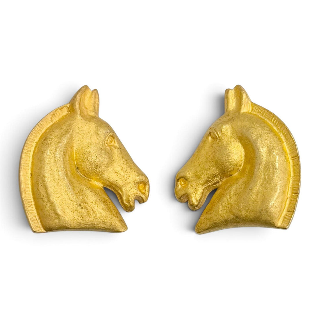 Great HERMES Earring Cheval Horse Head Earrings (for both ears) gold Women