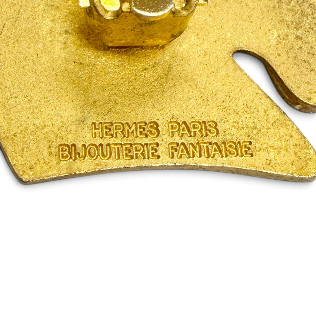 Great HERMES Earring Cheval Horse Head Earrings (for both ears) gold Women