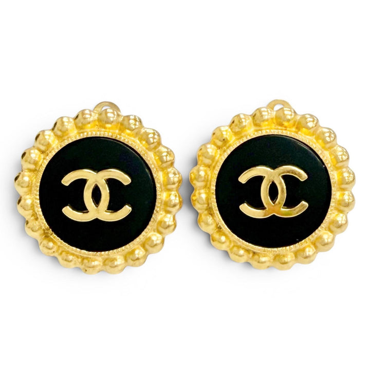 Excellent CHANEL COCO Mark Bicolor Earrings (for both ears) gold Women 95A