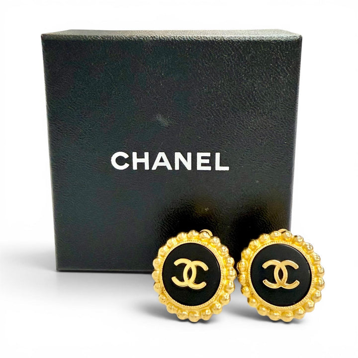 Excellent CHANEL COCO Mark Bicolor Earrings (for both ears) gold Women 95A