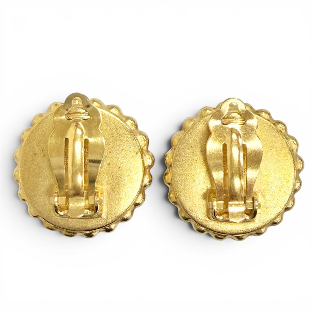 Excellent CHANEL COCO Mark Bicolor Earrings (for both ears) gold Women 95A