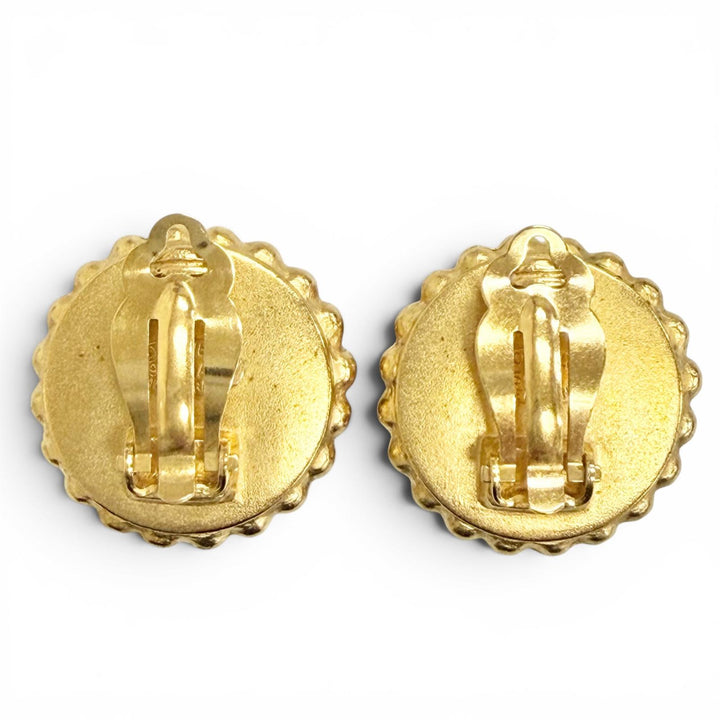 Excellent CHANEL COCO Mark Bicolor Earrings (for both ears) gold Women 95A