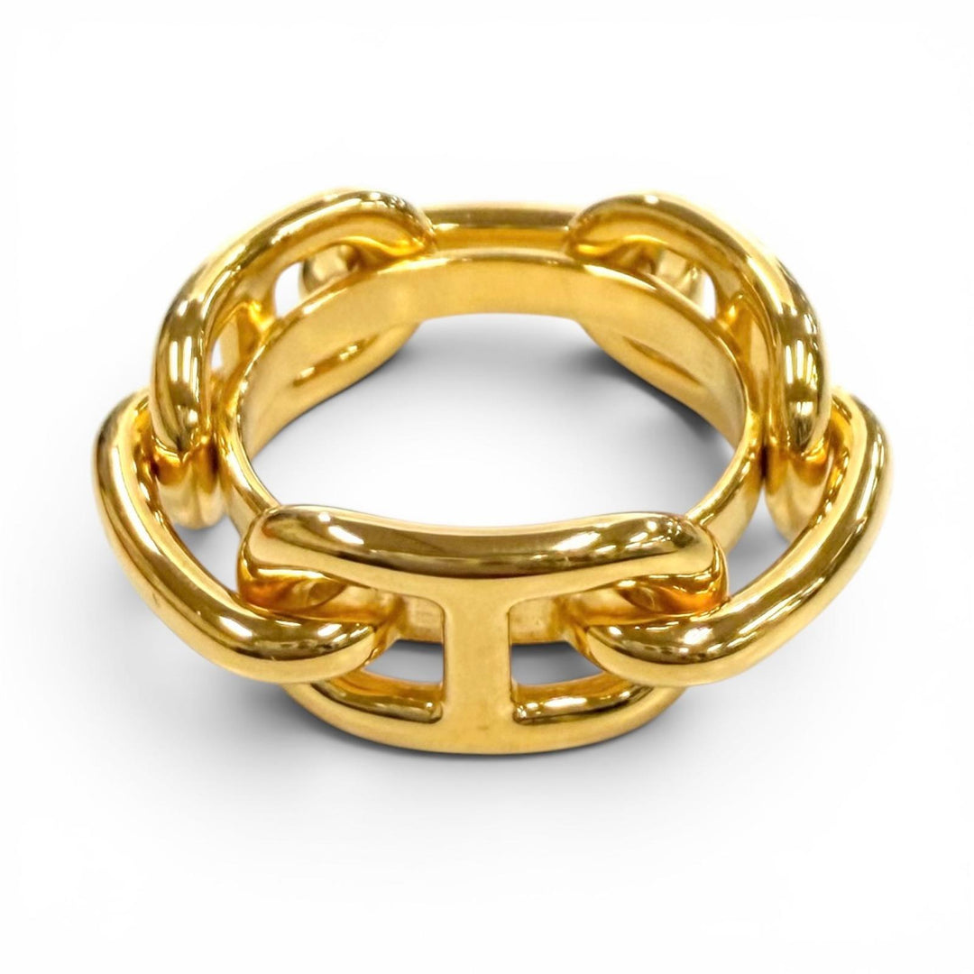 Pristine HERMES Scarf ring REGATE ChÃ©ne Dunkel gold Women
