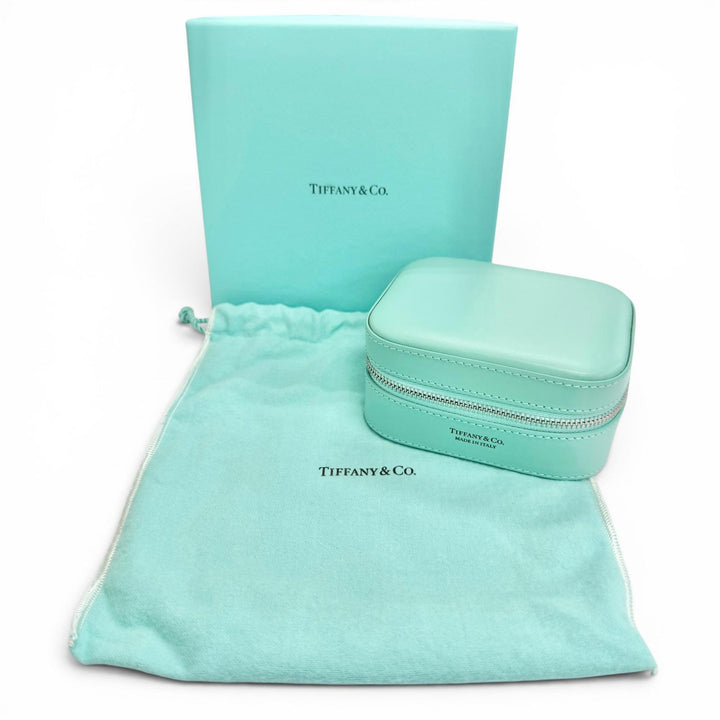 Excellent TIFFANY&Co. Rectangular Leather Jewelry Case TIFFANY & Co. Blue