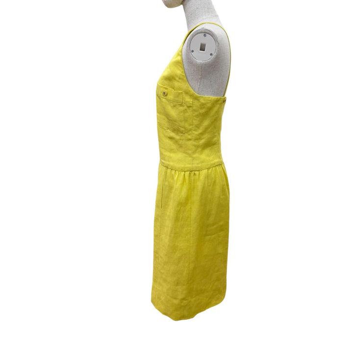 Great CHANEL one piece COCO Mark yellow linen Women 38 96P P07000V04682
