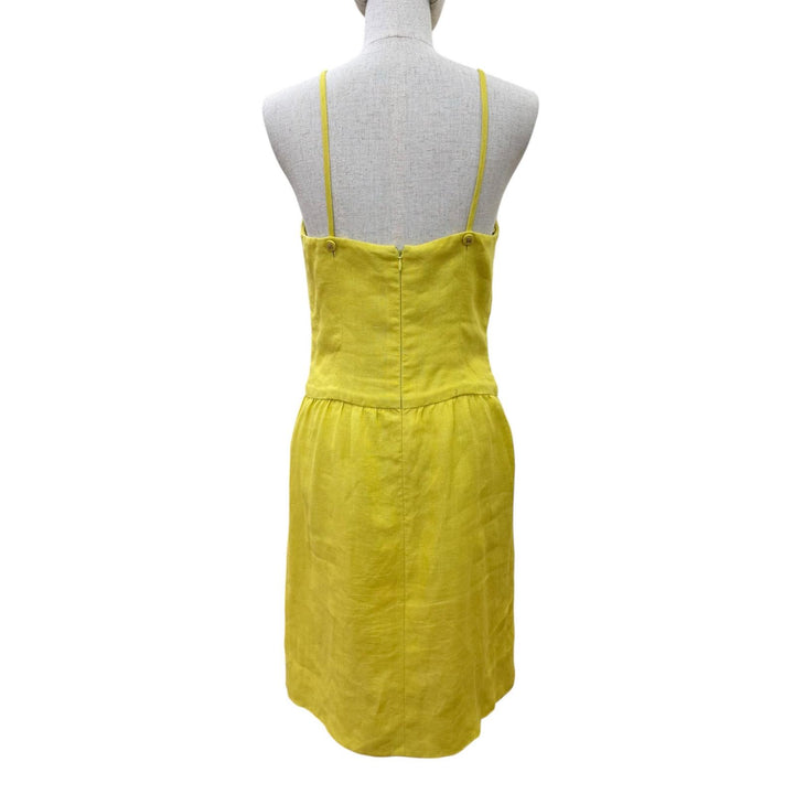 Great CHANEL one piece COCO Mark yellow linen Women 38 96P P07000V04682