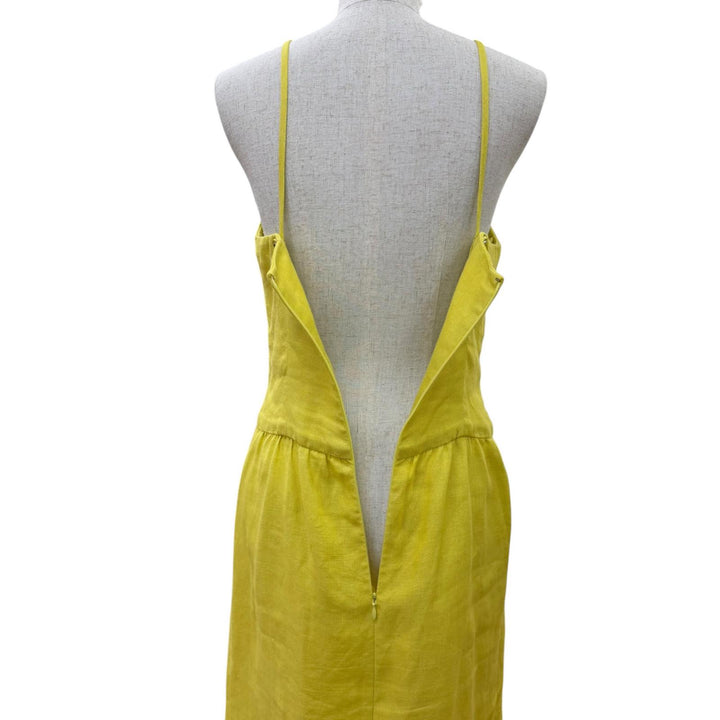 Great CHANEL one piece COCO Mark yellow linen Women 38 96P P07000V04682