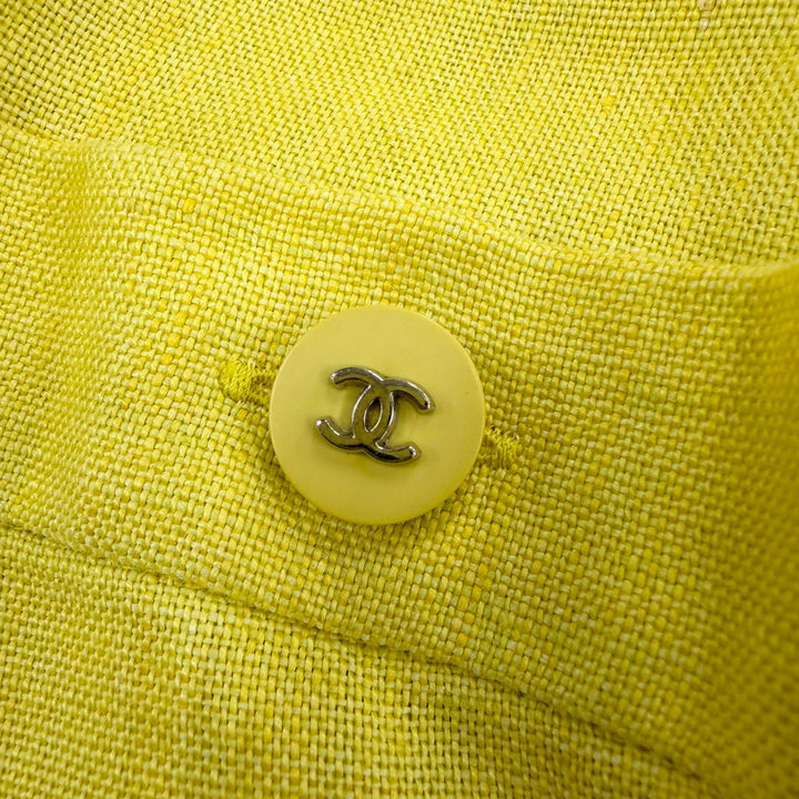 Great CHANEL one piece COCO Mark yellow linen Women 38 96P P07000V04682