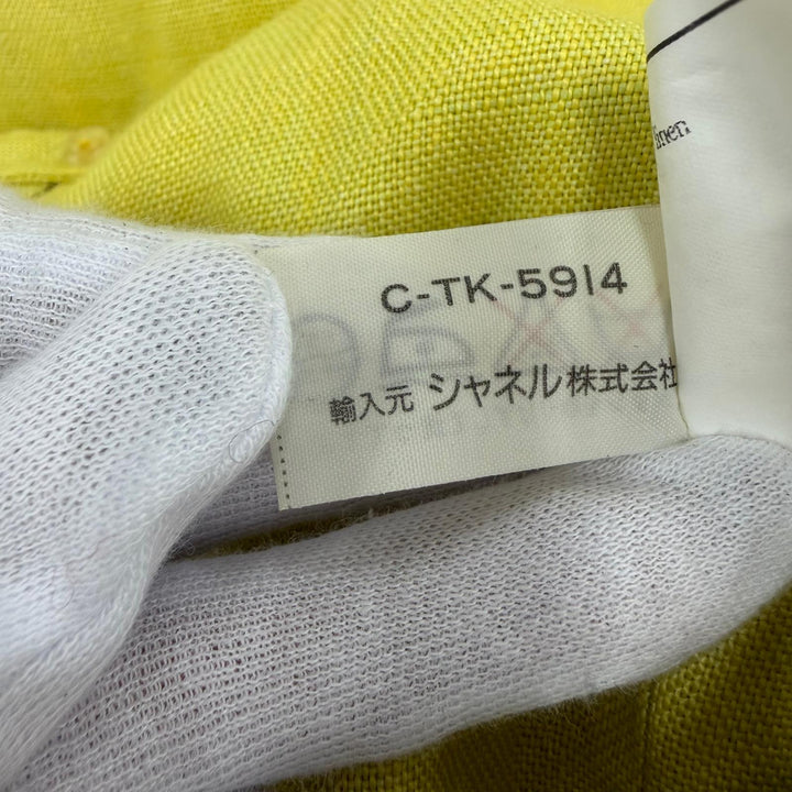 Great CHANEL one piece COCO Mark yellow linen Women 38 96P P07000V04682