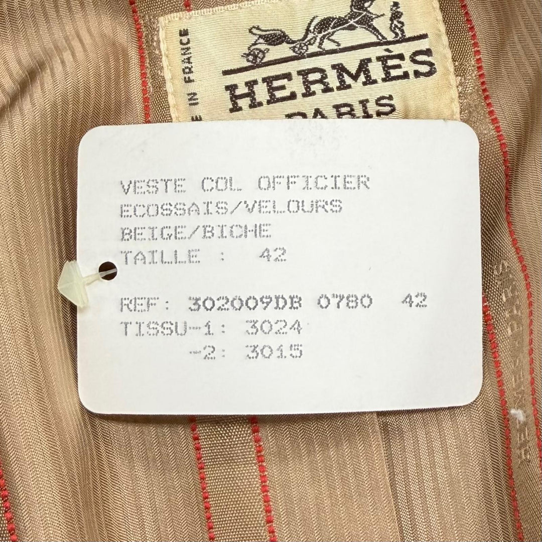Pristine HERMES Jacket Deadstock Check Tweed Long Multi wool Women 42