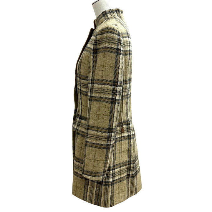 Pristine HERMES Jacket Deadstock Check Tweed Long Multi wool Women 42
