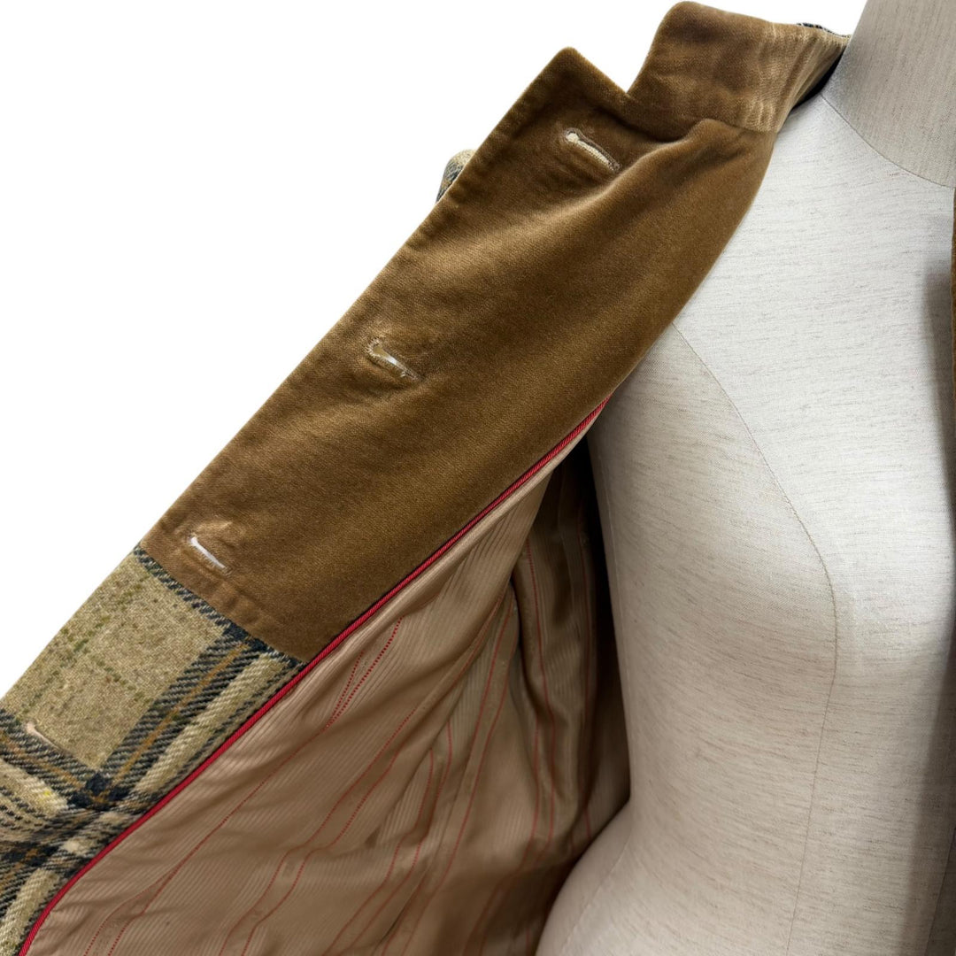 Pristine HERMES Jacket Deadstock Check Tweed Long Multi wool Women 42