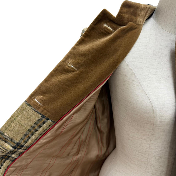 Pristine HERMES Jacket Deadstock Check Tweed Long Multi wool Women 42