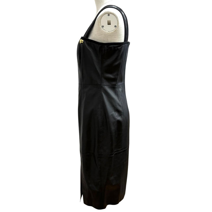 Excellent Salvatore Ferragamo one piece Gancini Sleeveless Leather black 42