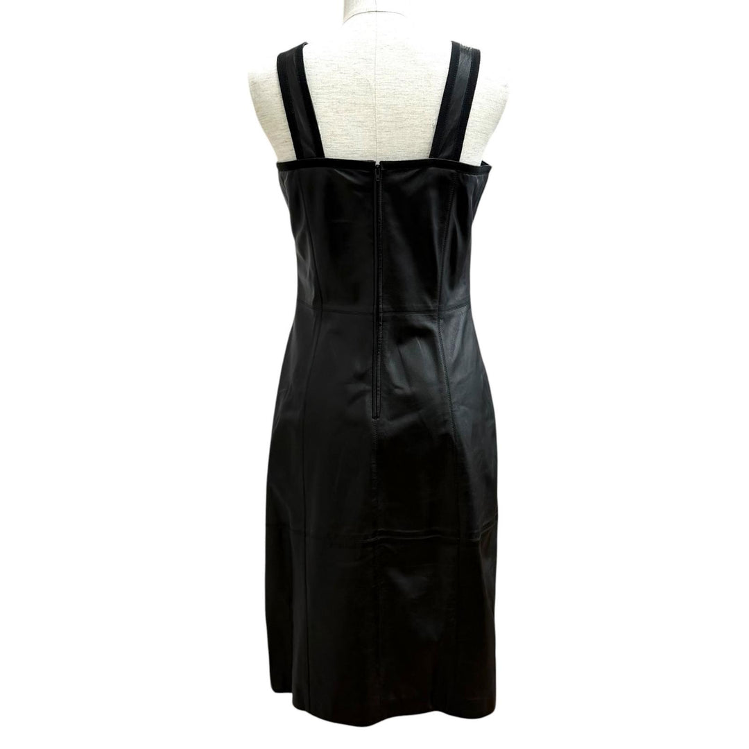 Excellent Salvatore Ferragamo one piece Gancini Sleeveless Leather black 42