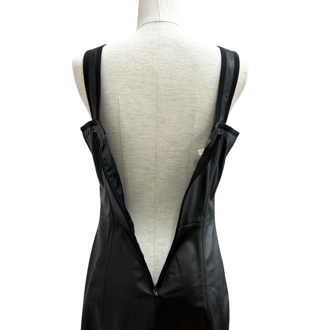 Excellent Salvatore Ferragamo one piece Gancini Sleeveless Leather black 42