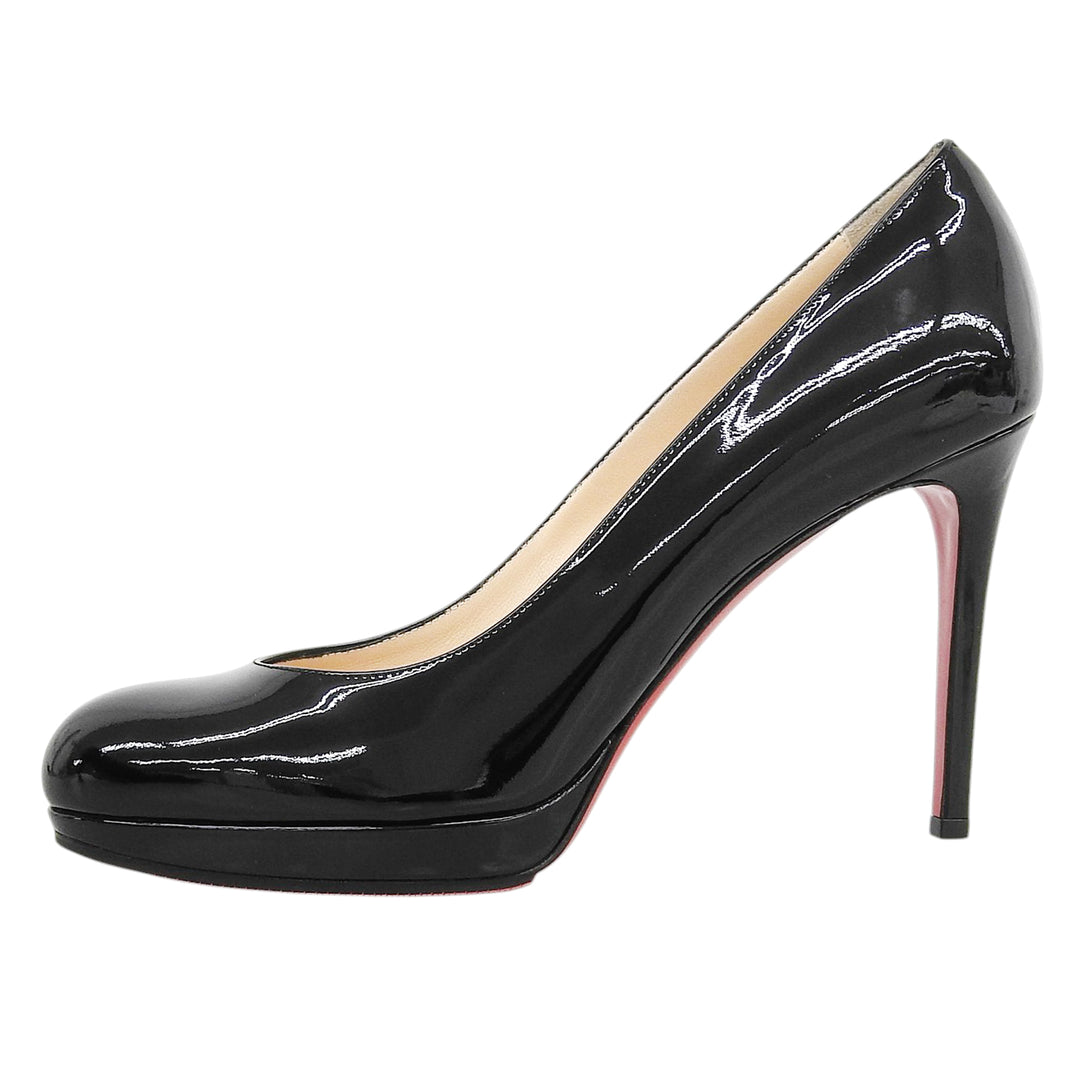 Pristine Christian Louboutin pumps Red sole high heels black Patent leather 38.5