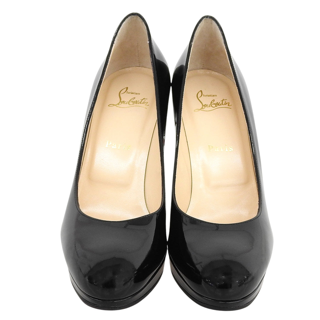 Pristine Christian Louboutin pumps Red sole high heels black Patent leather 38.5