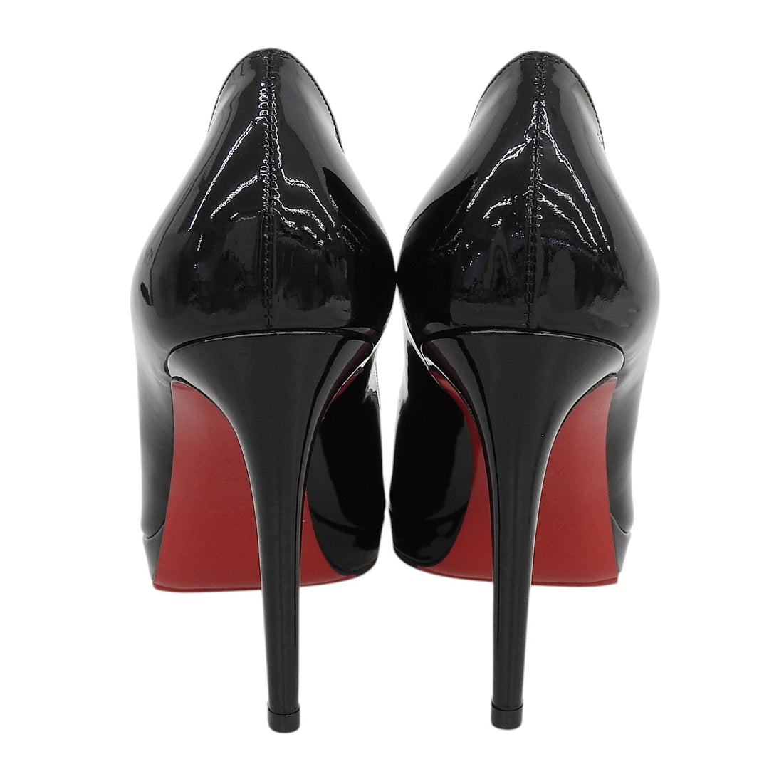 Pristine Christian Louboutin pumps Red sole high heels black Patent leather 38.5