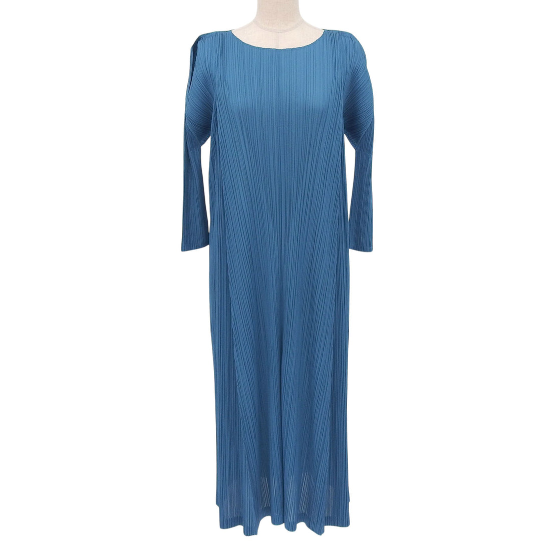 Excellent PLEATS PLEASE one piece Long length blue polyester Women 2 PP21-JH484