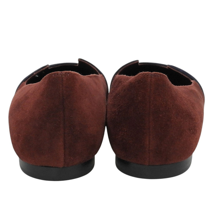 Pristine HERMES pumps H motif flat Bordeaux Suede leather Women 36.5