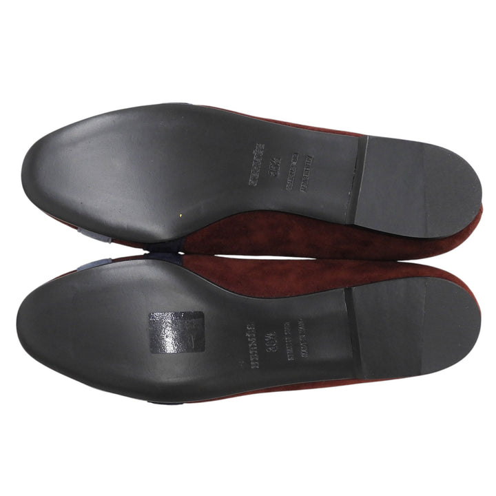 Pristine HERMES pumps H motif flat Bordeaux Suede leather Women 36.5