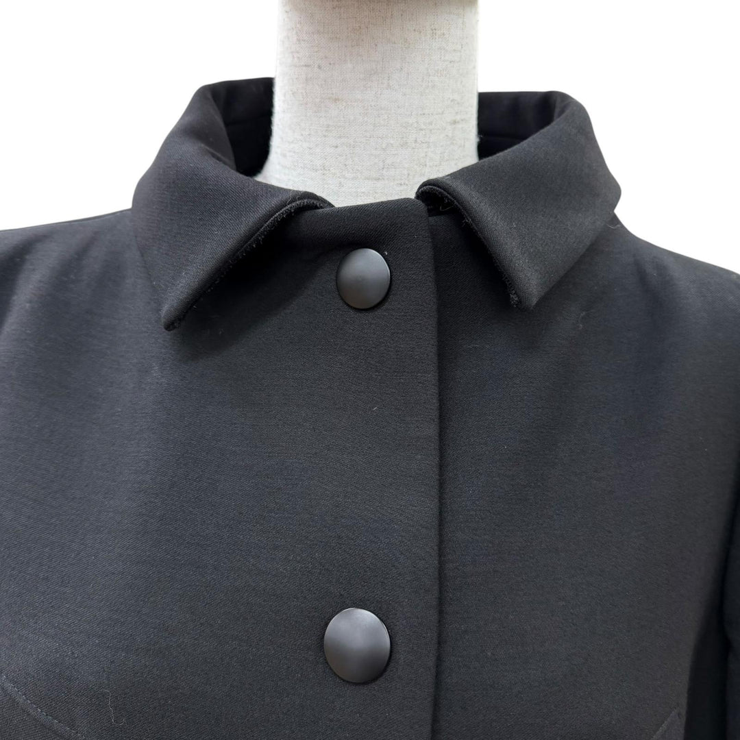 Excellent PRADA coat Belted 2-way collarless jacket black wool 40 P644IH S182