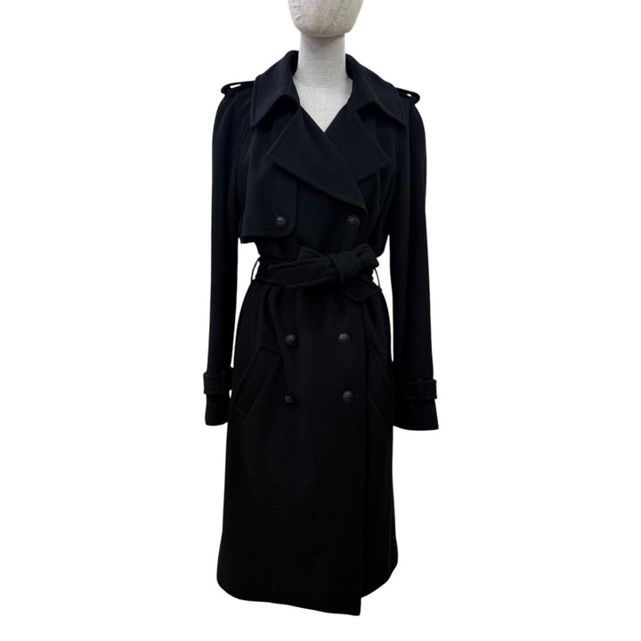 Excellent CHANEL coat COCO Mark Button black cashmere 40 04A P24402