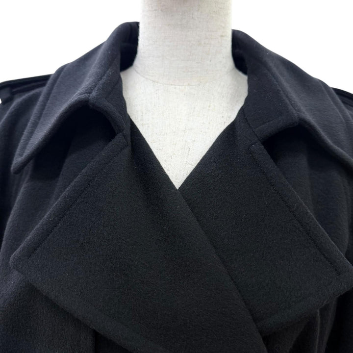 Excellent CHANEL coat COCO Mark Button black cashmere 40 04A P24402