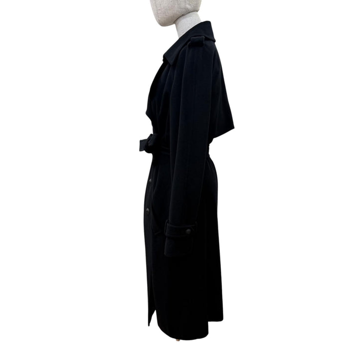 Excellent CHANEL coat COCO Mark Button black cashmere 40 04A P24402
