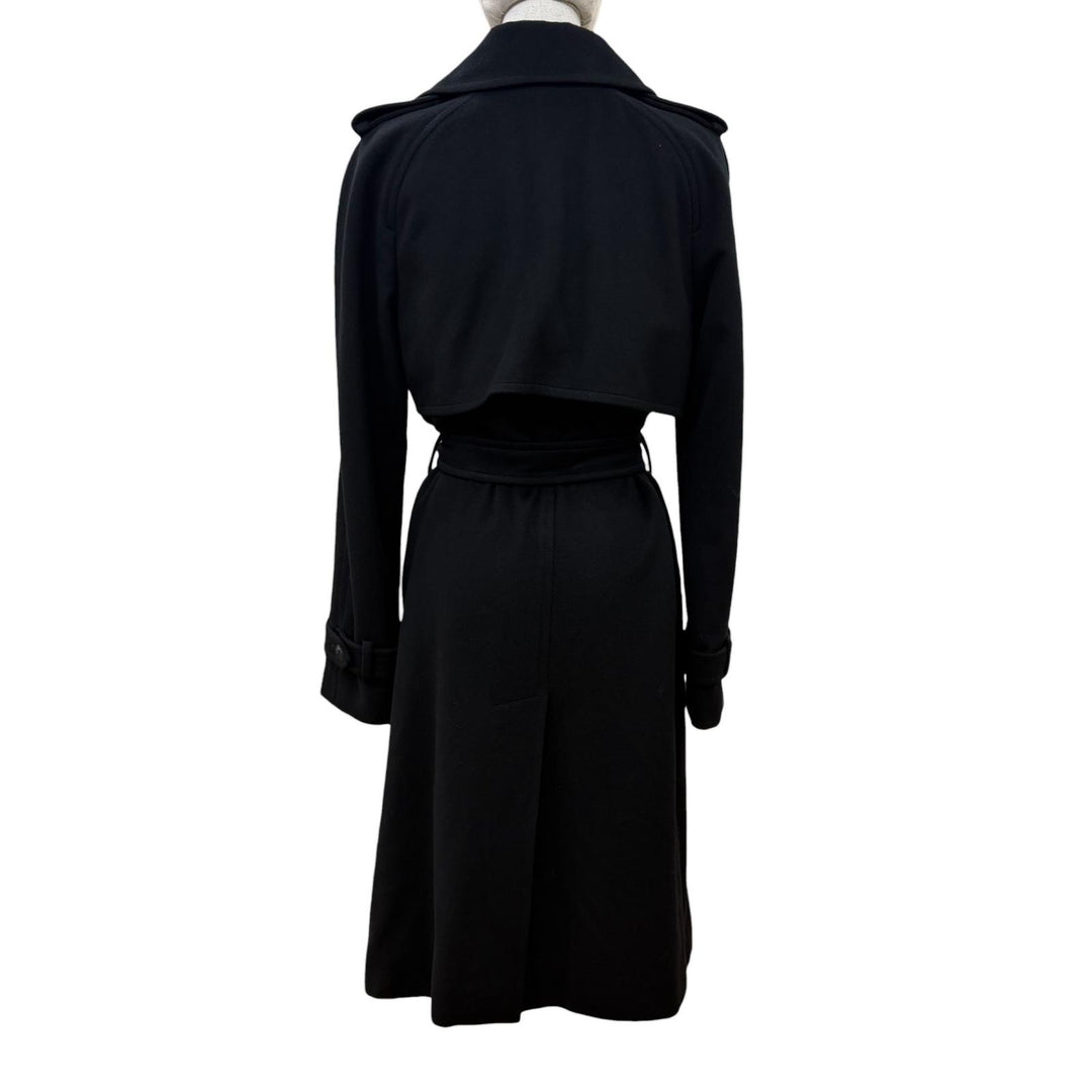 Excellent CHANEL coat COCO Mark Button black cashmere 40 04A P24402