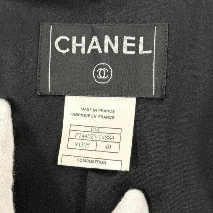 Excellent CHANEL coat COCO Mark Button black cashmere 40 04A P24402