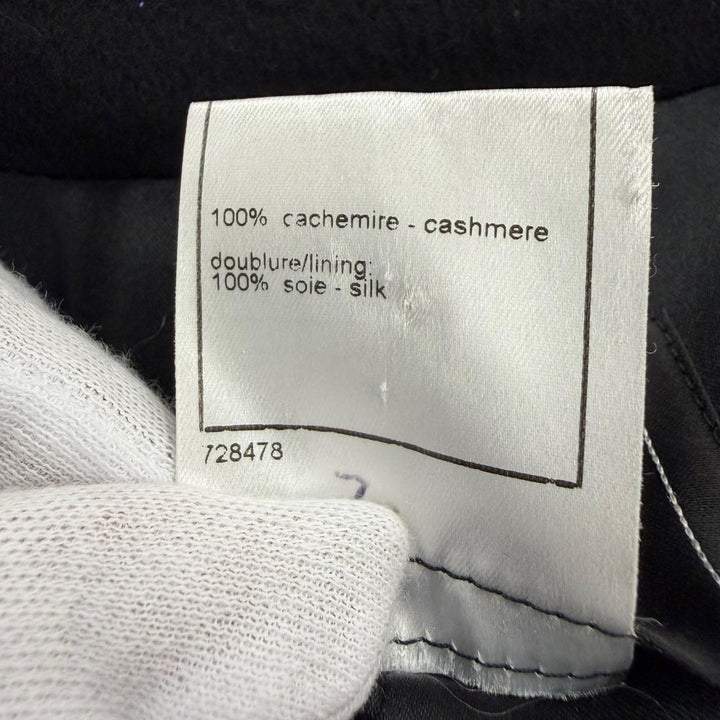 Excellent CHANEL coat COCO Mark Button black cashmere 40 04A P24402