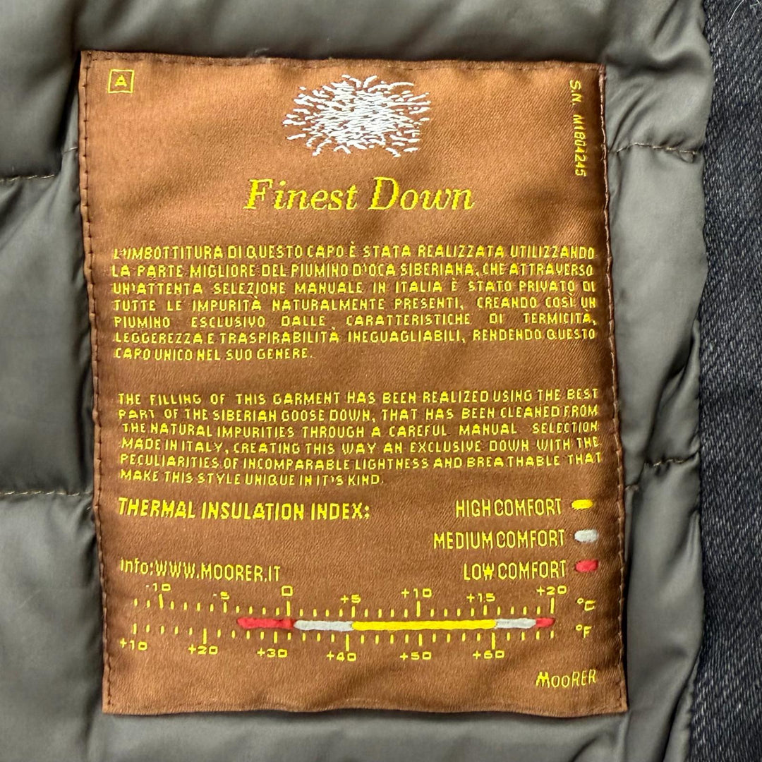 Great MOORER Down jacket VERONA denim black cotton mens 44 TURBINO-106
