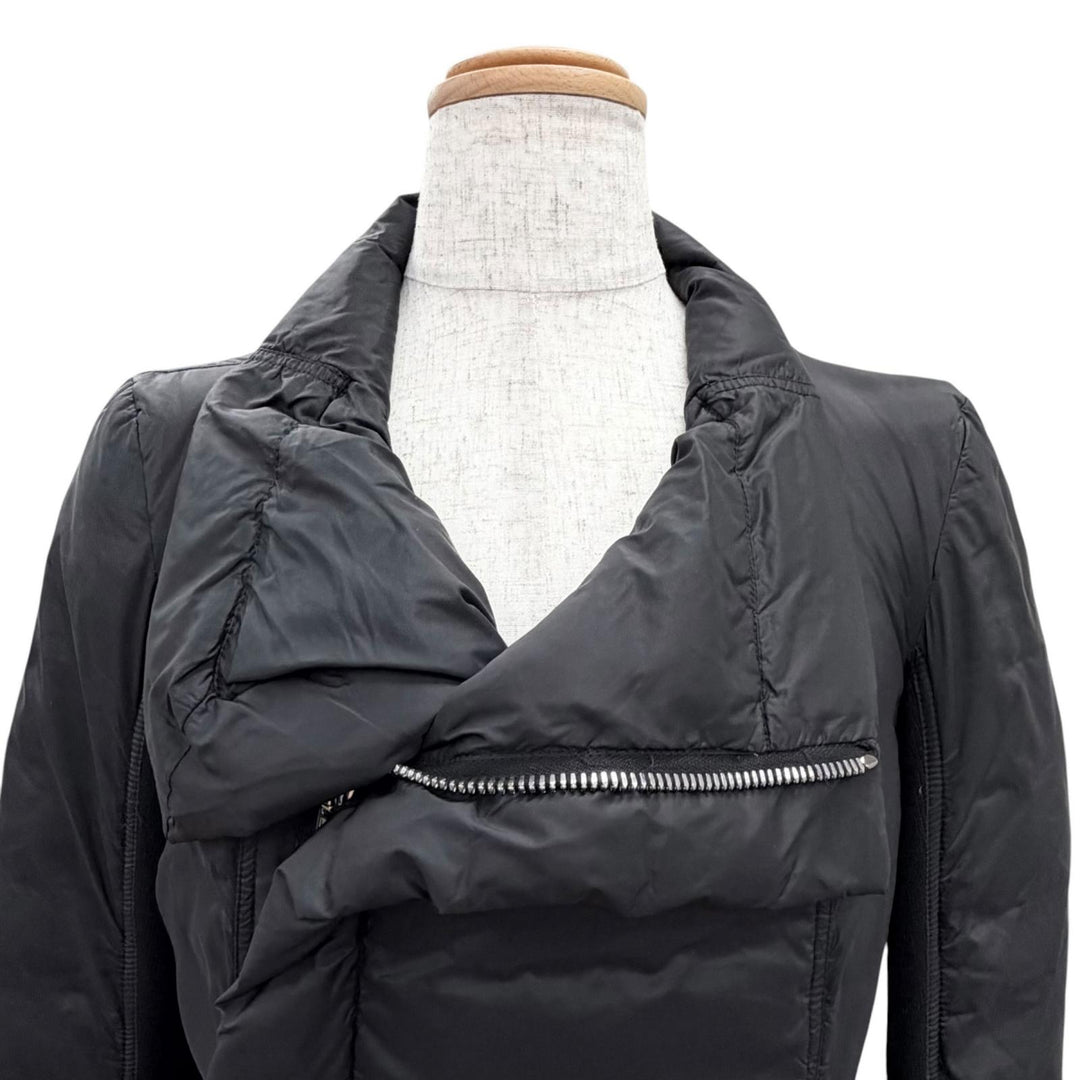 Great Rick Owens down coat Stand collar Zip up black Nylon Women 40 RP16F2913-TE
