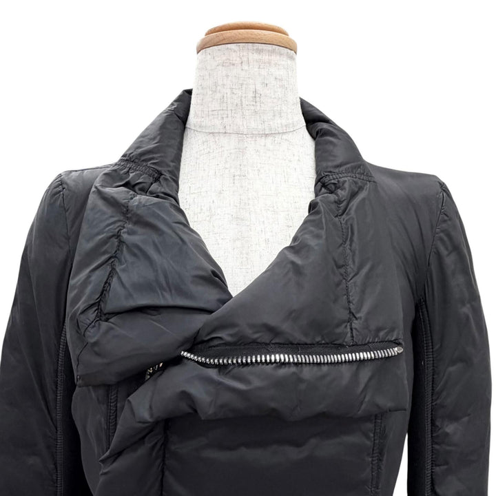 Great Rick Owens down coat Stand collar Zip up black Nylon Women 40 RP16F2913-TE