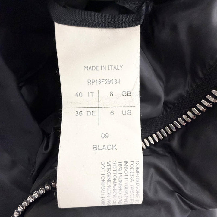Great Rick Owens down coat Stand collar Zip up black Nylon Women 40 RP16F2913-TE