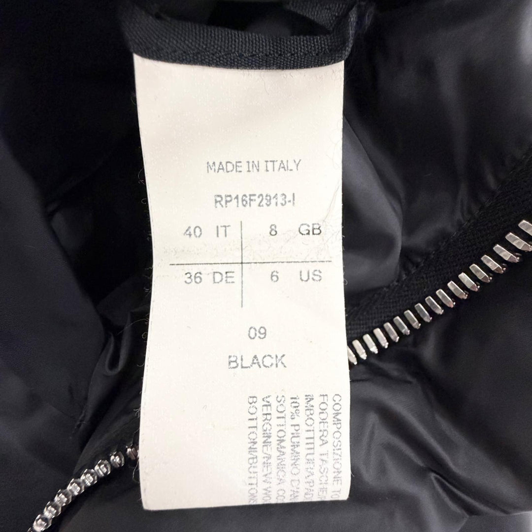 Great Rick Owens down coat Stand collar Zip up black Nylon Women 40 RP16F2913-TE