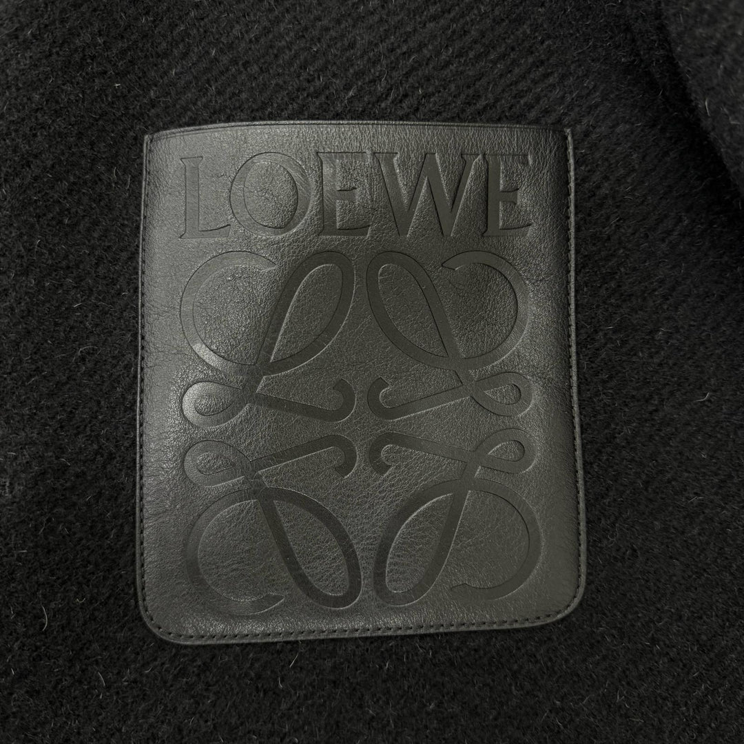 Excellent LOEWE Jacket Anagram Leather Patchwork black wool mens