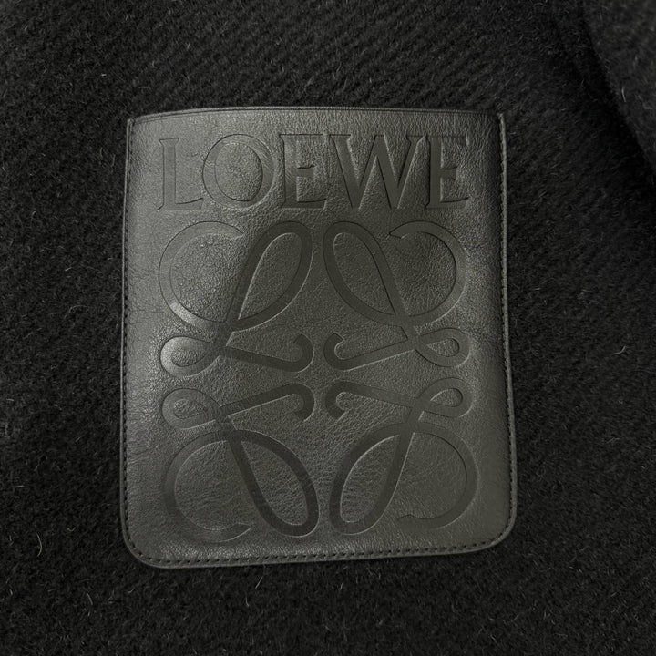 Excellent LOEWE Jacket Anagram Leather Patchwork black wool mens