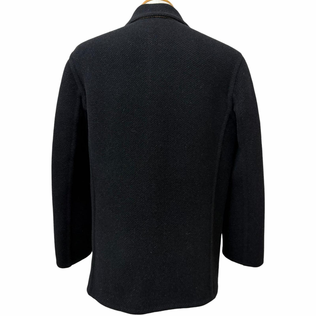 Excellent LOEWE Jacket Anagram Leather Patchwork black wool mens