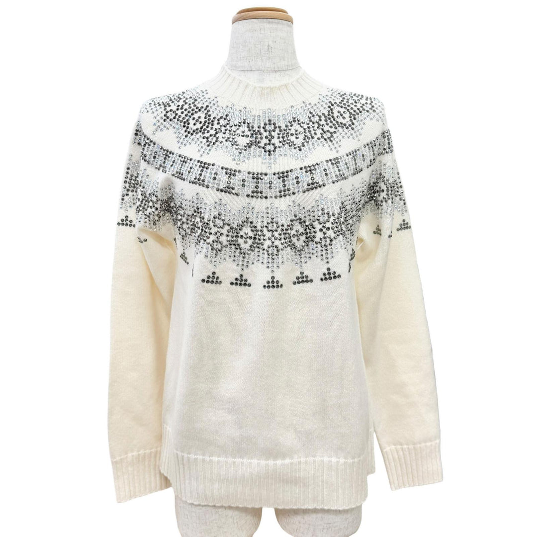 Excellent Max Mara Rhinestone-embellished long-sleeved knit sweater S 13660823